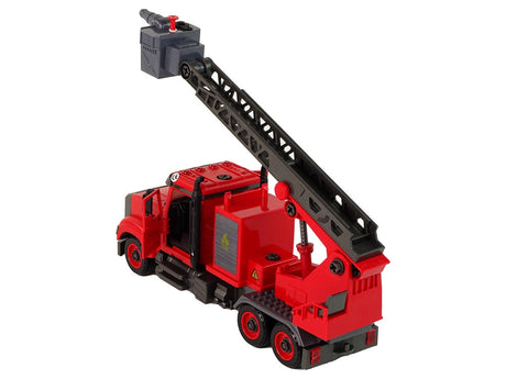 Leksaksbrandbil 34 cm med friktionsdrift, ljud/ljus och stege 3+