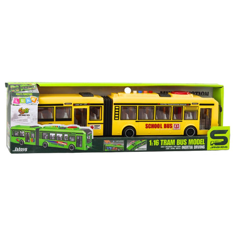 Leksaksbuss 1:16 skolbuss 40 cm med ljus/ljud, öppningsbara dörrar
