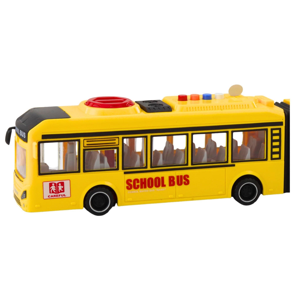 Leksaksbuss 1:16 skolbuss 40 cm med ljus/ljud, öppningsbara dörrar