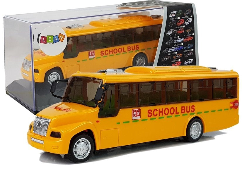 Leksaksbuss skolbuss 20 cm med ljus & ljud, dragback, 3+ år