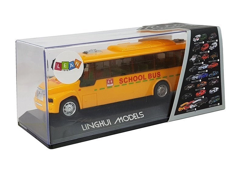 Leksaksbuss skolbuss 20 cm med ljus & ljud, dragback, 3+ år