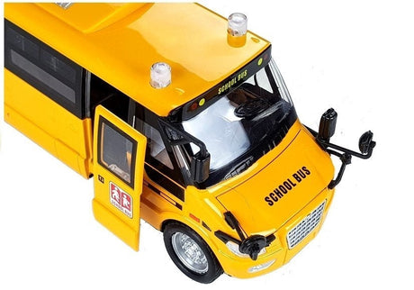 Leksaksbuss skolbuss i metall 23 cm med ljud/ljus och pull-back