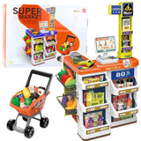 Leksaksbutik med kassaregister, scanner och kundvagn 60 delar