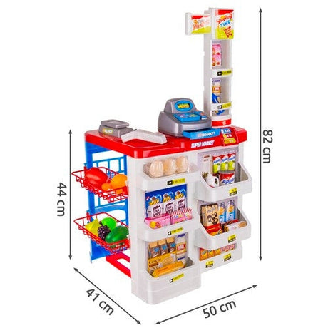 Leksaksbutikset med kassaapparat, skanner ljus/ljud & shoppingvagn