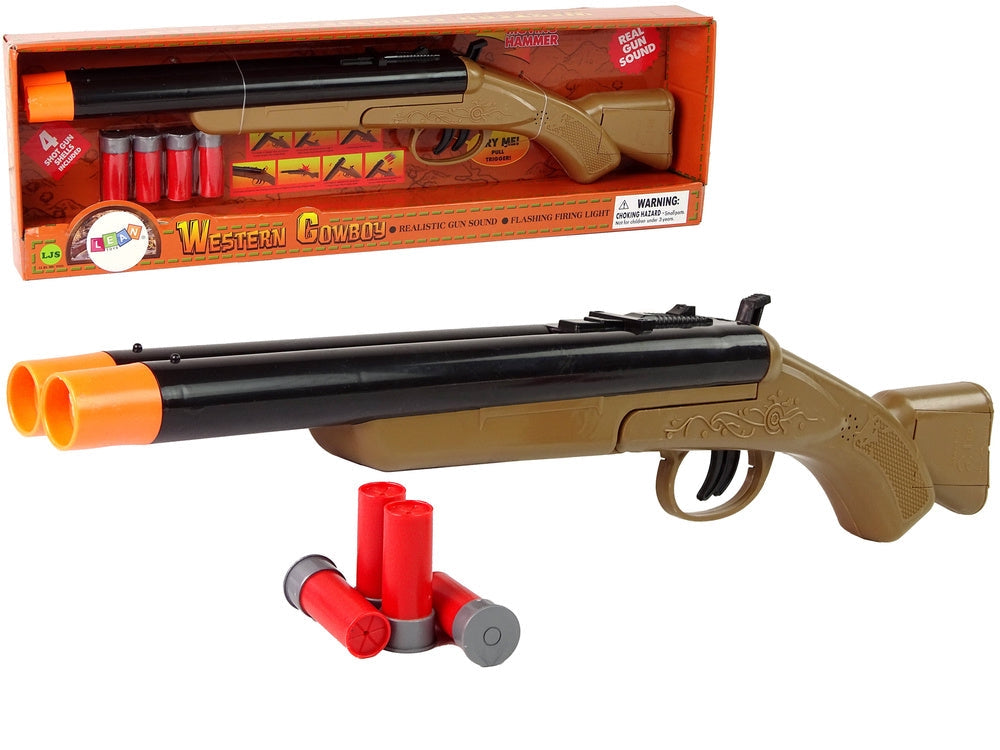 Leksakscowboy shotgun med ljudeffekt och 4 patroner, 46 cm, 3+