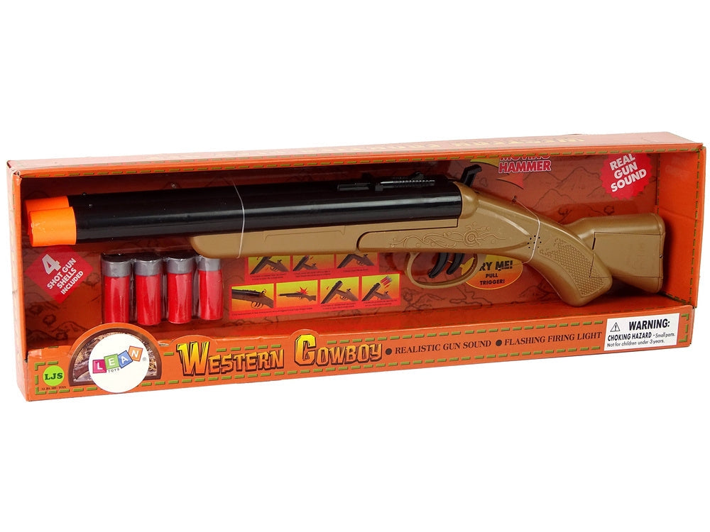 Leksakscowboy shotgun med ljudeffekt och 4 patroner, 46 cm, 3+
