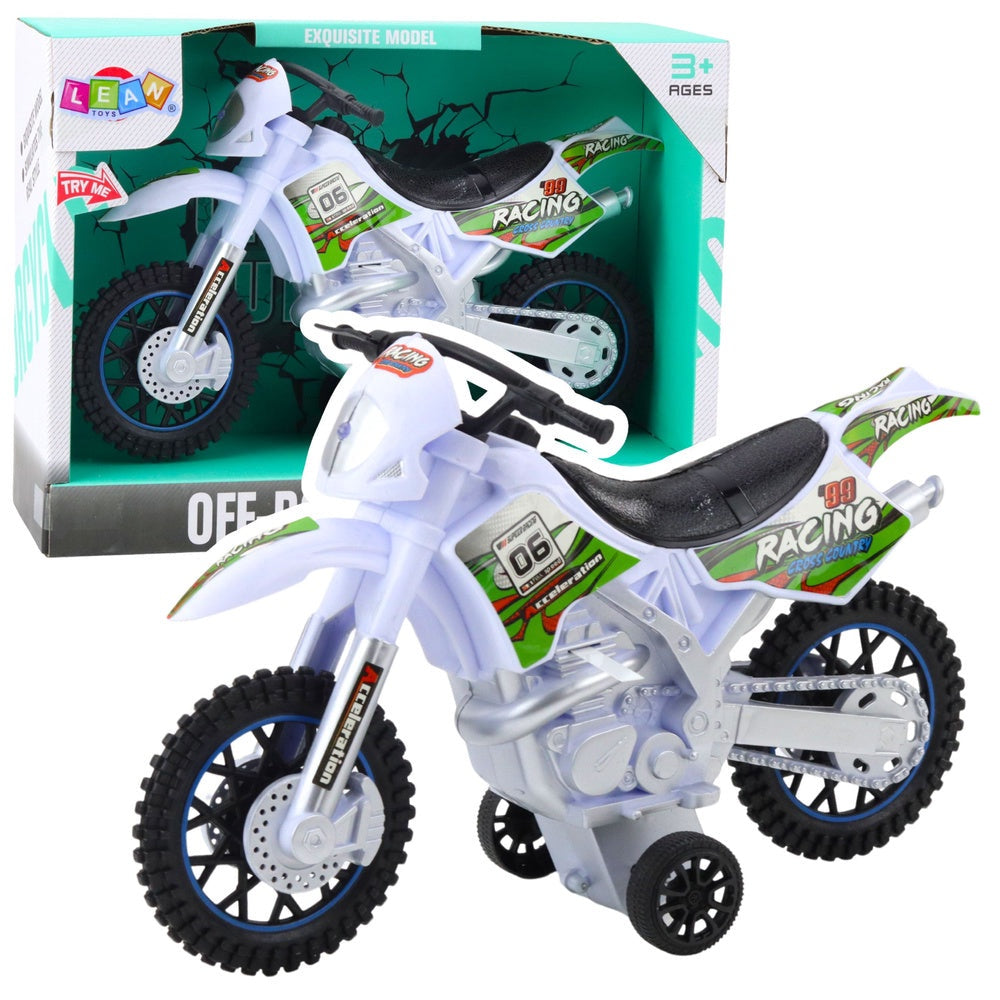 Leksakscross motorcykel med ljus/ljud 27 cm grön/vit inkl batterier