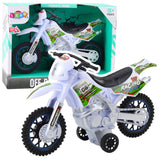 Leksakscross motorcykel med ljus/ljud 27 cm grön/vit inkl batterier