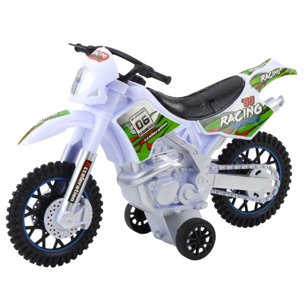 Leksakscross motorcykel med ljus/ljud 27 cm grön/vit inkl batterier