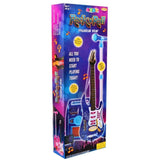Leksakselgitarr rosa med mikrofon, stativ & förstärkare 72 cm