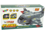 Leksaksflygplan transportflyg grå 24 cm med ljud och LED, 3+ år