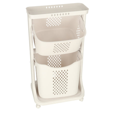 Leksaksförvaring med hjul 2 avtagbara korgar plast 44x77,5x32 cm