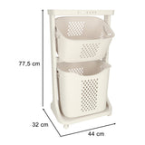 Leksaksförvaring med hjul 2 avtagbara korgar plast 44x77,5x32 cm