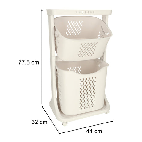 Leksaksförvaring med hjul 2 avtagbara korgar plast 44x77,5x32 cm