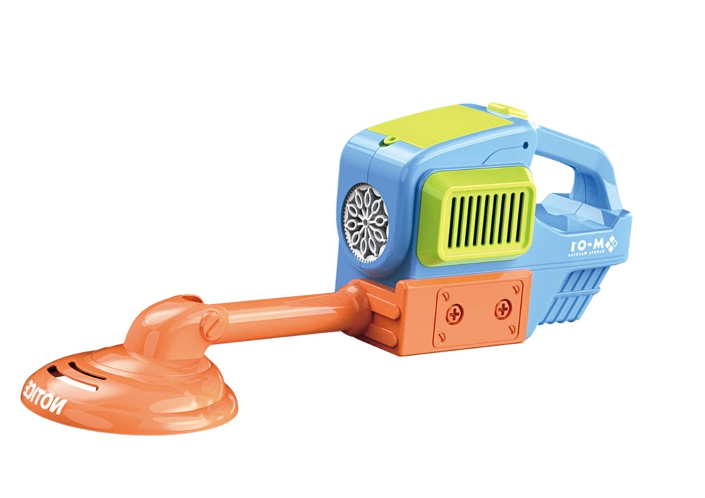 Leksaks grästrimmer med såpbubbelmaskin blå, 2 bubbelvätskor, 3+ år