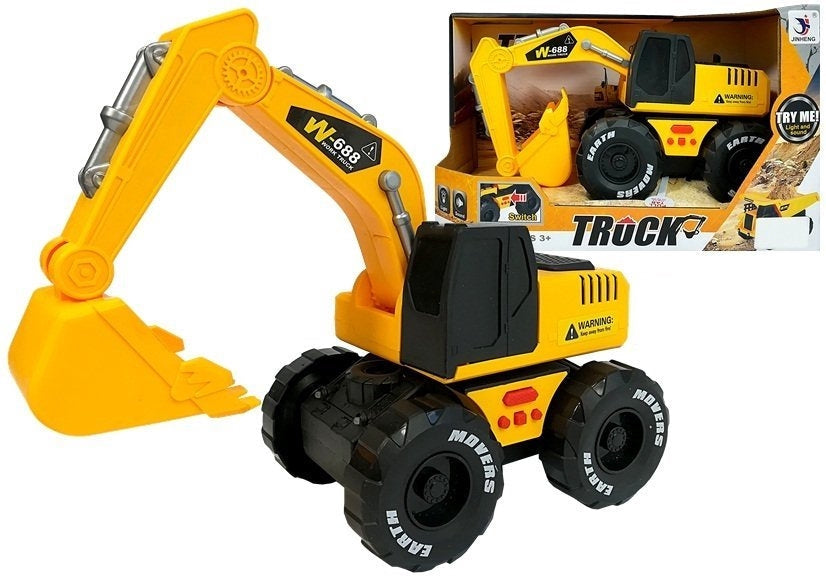 Leksaksgrävmaskin 24 cm med friktionsdrift, ljud & ljus, 3+ år