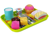 Leksakskök dessertserveringsset 12 delar med bricka, mugg, kakor 3+