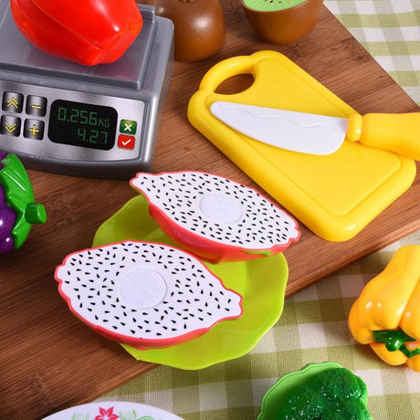 Leksaksmat frukt & grönsaker med kardborre, korg & kniv 3+ år