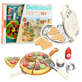 Leksaksmatlagning set 23 delar med våffeljärn, pizza och tillbehör