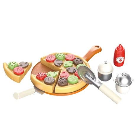 Leksaksmatlagning set 23 delar med våffeljärn, pizza och tillbehör