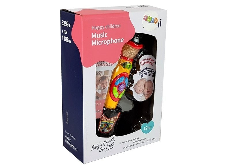 Leksaksmikrofon för barn med ljus, melodier och inspelning 20 sek