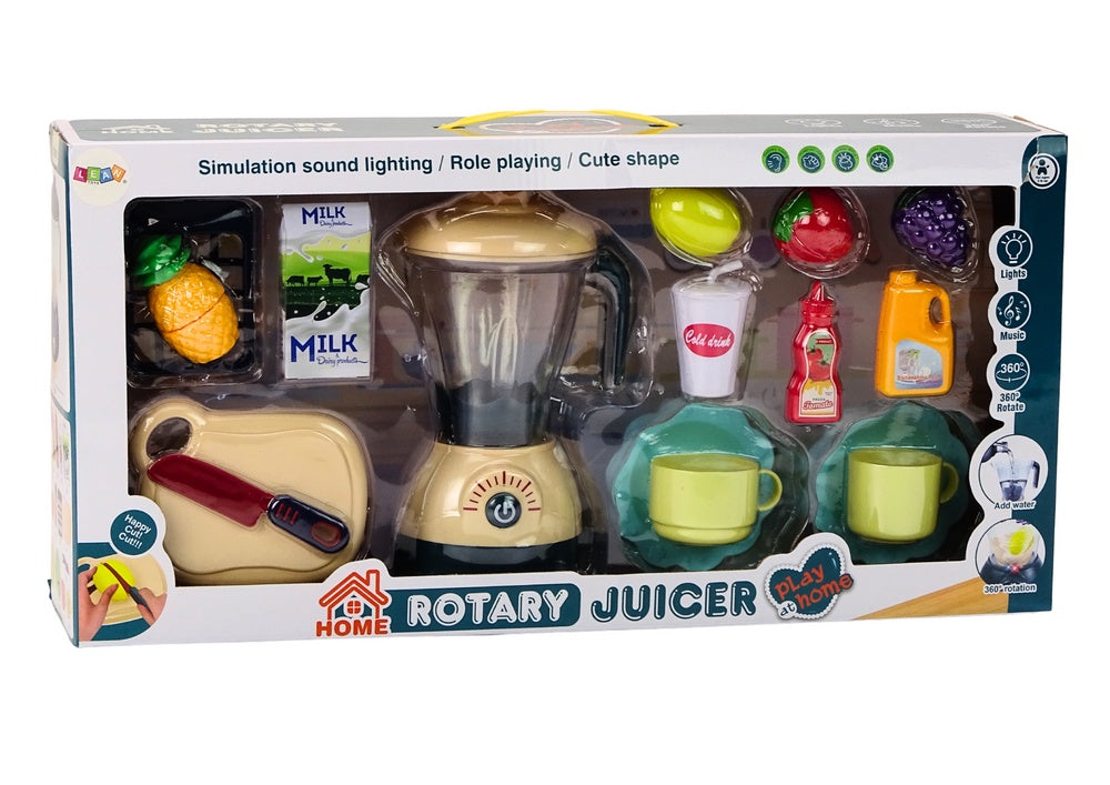 Leksaksmixer set med ljus/ljud, vattenvirvel, frukt & tillbehör