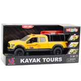 Leksaks off-road pickup 1:12 med avtagbar kajak, ljus & ljud 24 cm