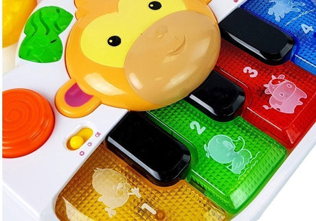 Leksakspiano med ljus och ljud, 4 tangenter med djurljud, apa