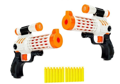 Leksakspistolset 2-pack med skumkulor med sugkoppar, svart/vit