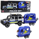 Leksakspolisbil off-road med hästsläp, ljus/ljud, hästfigur 40 cm