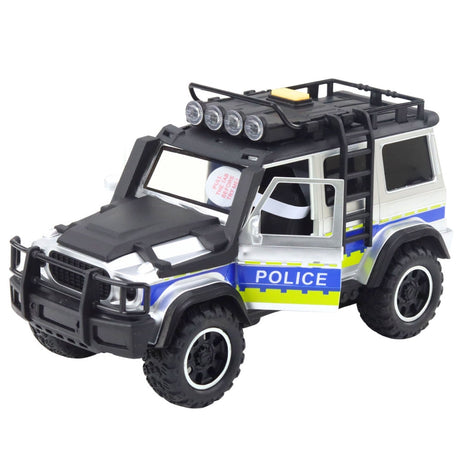 Leksakspolisbil off-road med hästsläp, ljus/ljud, hästfigur 40 cm