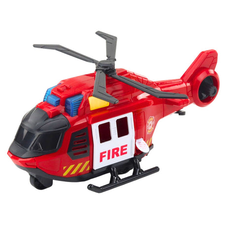 Leksaksset räddningsfordon helikopter med ljus/ljud + brandbil