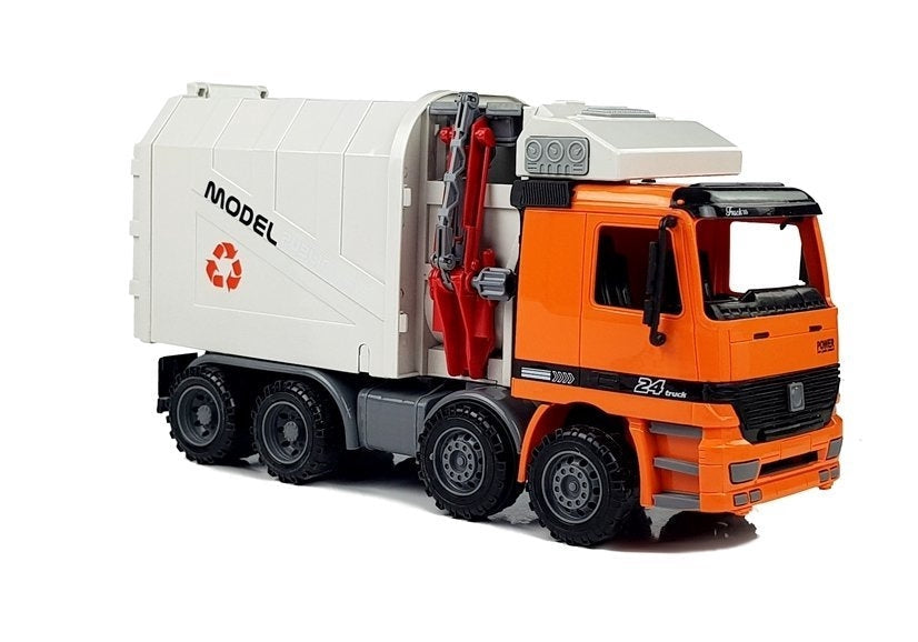 Leksaks soptippstruck 36,5 cm med soptunna, gummihjul, 3+ år