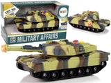Leksakstank militärpanser 1:32 med ljud och ljus, brun 18 cm