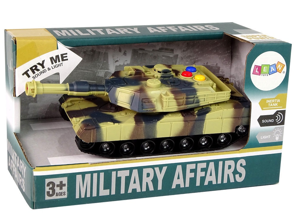 Leksakstank militärpanser 1:32 med ljud och ljus, brun 18 cm