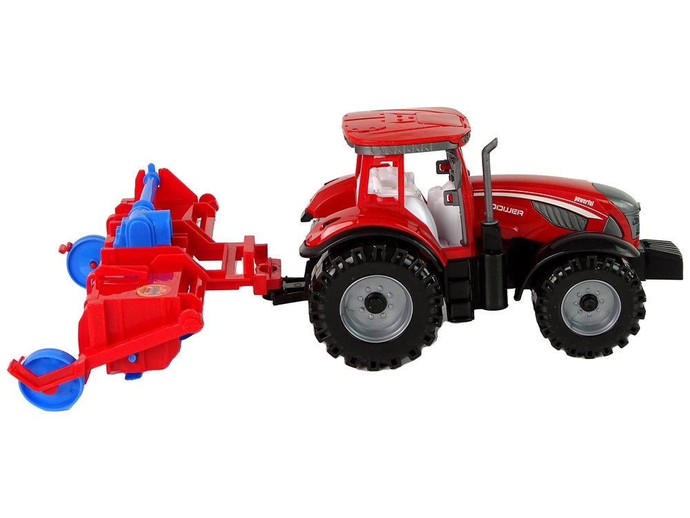 Leksakstraktor med plog 22 cm röd friktionsdrift från 3 år
