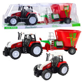 Leksakstraktor med släp och foderblandare 60 cm röd/vit plast