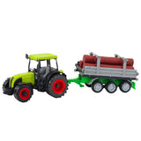 Leksakstraktor med timmertrailer och stockar 47 cm grön plast