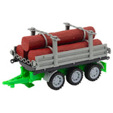 Leksakstraktor med timmertrailer och stockar 47 cm grön plast