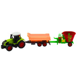 Leksakstraktor med tippvagn och fodervagn 53,5 cm plast