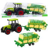 Leksakstraktor med trailer 49 cm grön/gul plast