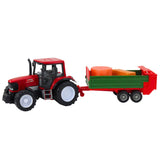 Leksakstraktor med trailer och höbalar 62 cm röd/grön