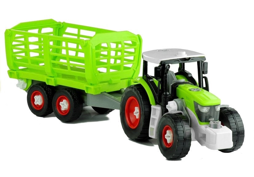 Leksakstraktor med trailer och skruvmejsel, demonterbar, 43 cm