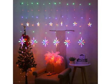 Ljusslinga ljusgardin stjärnor RGB 138 LED USB 5 m med fjärrkontroll