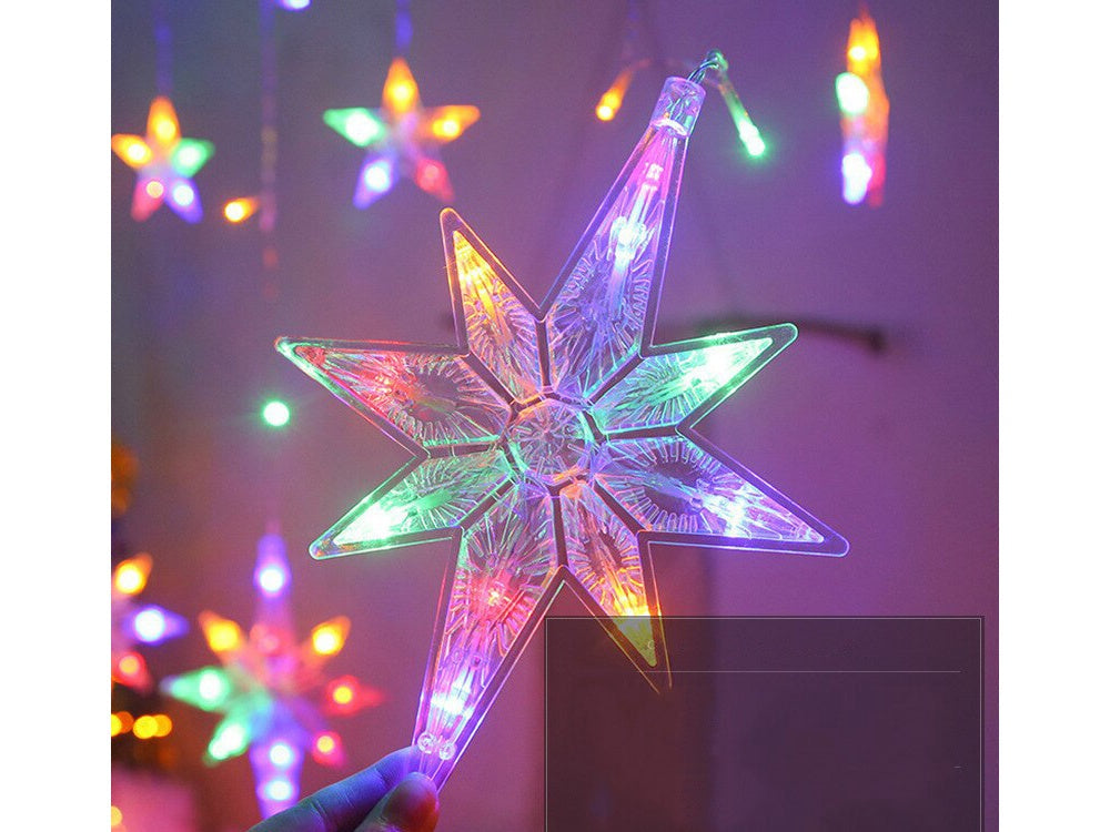 Ljusslinga ljusgardin stjärnor RGB 138 LED USB 5 m med fjärrkontroll