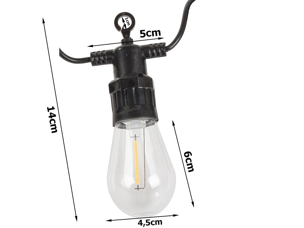 Ljusslinga utomhus 15 LED varmvit 15 m IP44