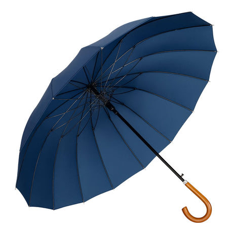 Långparaply 24 ribbor 115 cm automatisk öppning med trähandtag