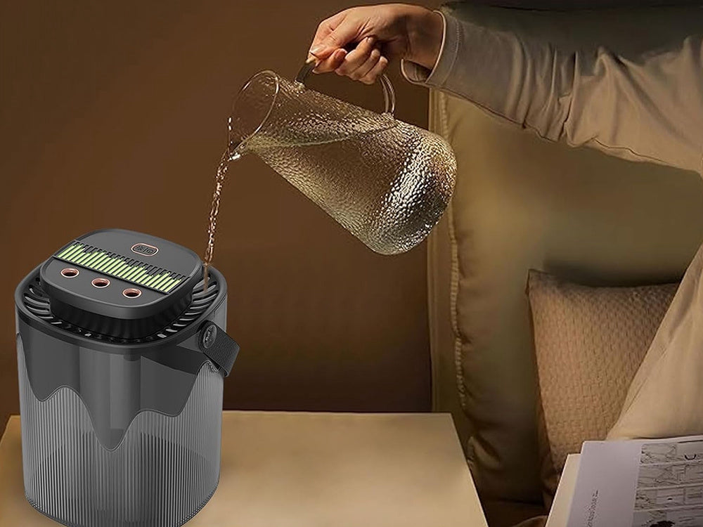 Luftfuktare 3000 ml aromadiffuser USB 3 lägen varmvitt ljus svart