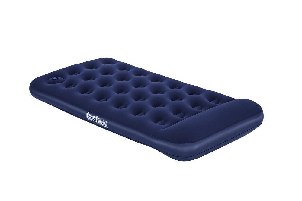 Luftmadrass 188x99x28 cm med fotpump och kudde, velour, 1 person