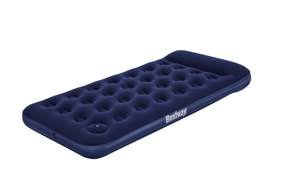 Luftmadrass 188x99x28 cm med fotpump och kudde, velour, 1 person